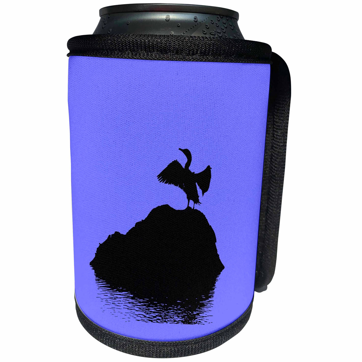 3dRose Minimalistic Basking Black Cormorant Silhouette - Can Cooler Bottle Wrap (cc-385230)