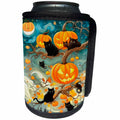3dRose Halloween Preparation The Black Cat And Pumpkin Patch - Can Cooler Bottle Wrap (cc-385262)
