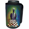 3dRose Cute Funny Old Buzzard Bird Playing Chess Game Chess... - Can Cooler Bottle Wrap (cc-385389)