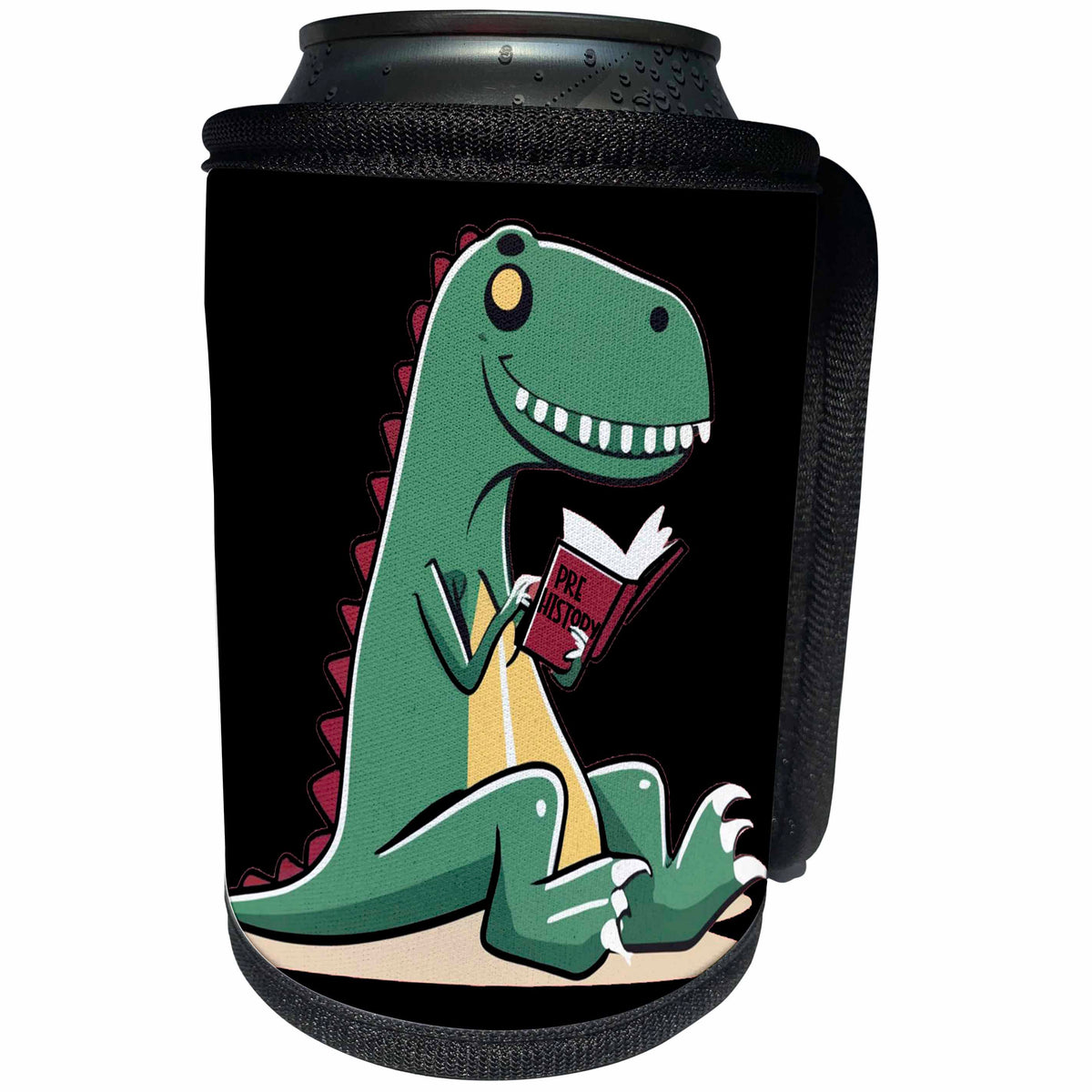 3dRose Cute Funny T-rex Dinosaur Reading Book called... - Can Cooler Bottle Wrap (cc-385416)