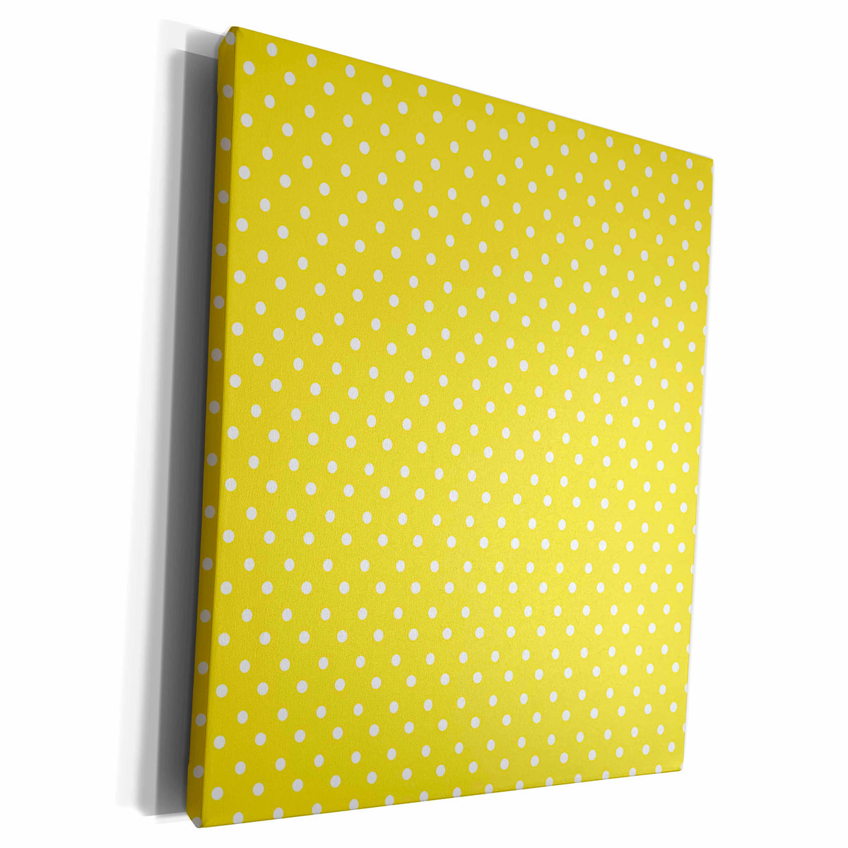 3dRose Yellow background with white polka dots - Museum Grade Canvas Wrap (cw_100172)