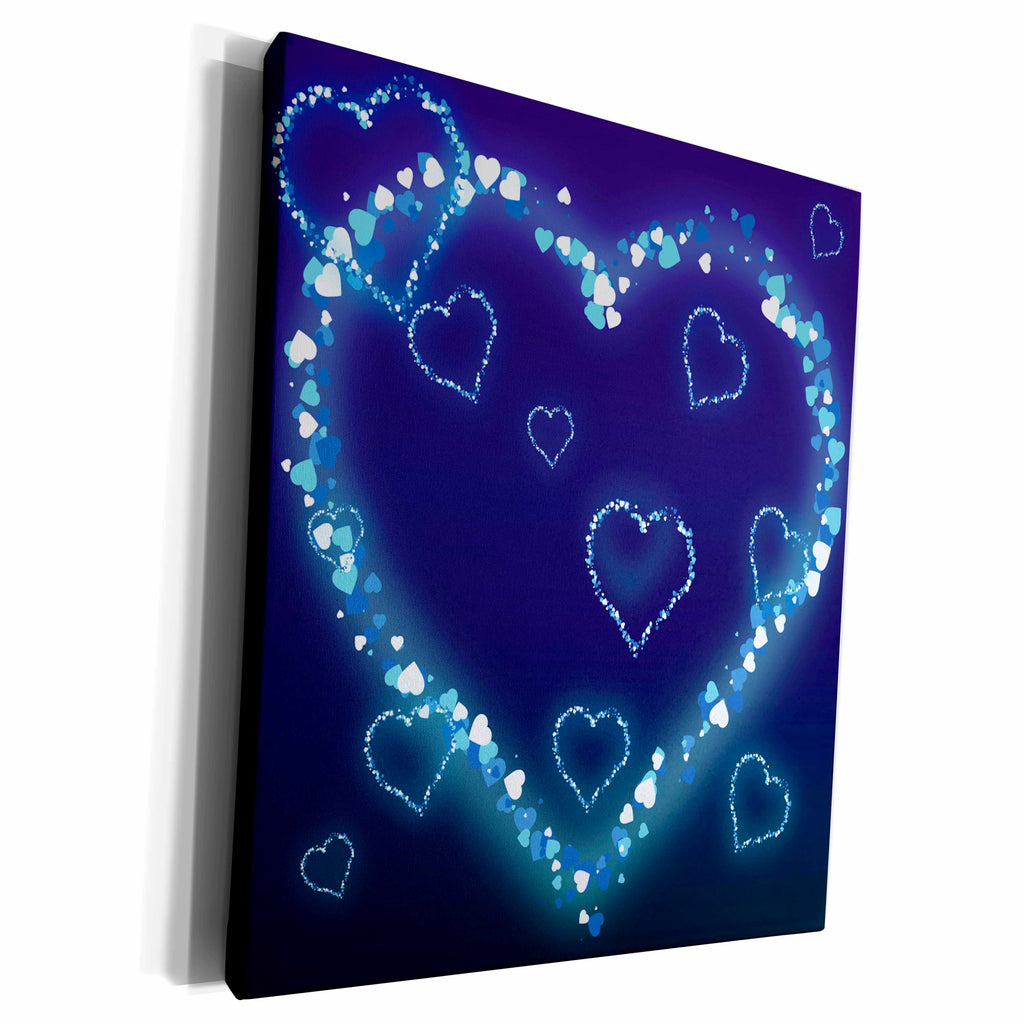 3dRose Blue Electric Hearts Love Design - Museum Grade Canvas Wrap (cw_102492)