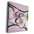 3dRose Cherry Blossom Flower Monogram Initial E - Museum Grade Canvas Wrap (cw_102753)