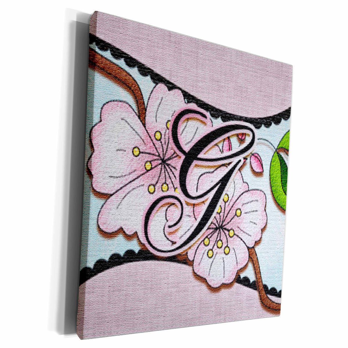 3dRose Cherry Blossom Flower Monogram Initial G - Museum Grade Canvas Wrap (cw_102755)