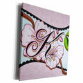 3dRose Cherry Blossom Flower Monogram Initial K - Museum Grade Canvas Wrap (cw_102759)