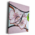 3dRose Cherry Blossom Flower Monogram Initial S - Museum Grade Canvas Wrap (cw_102767)