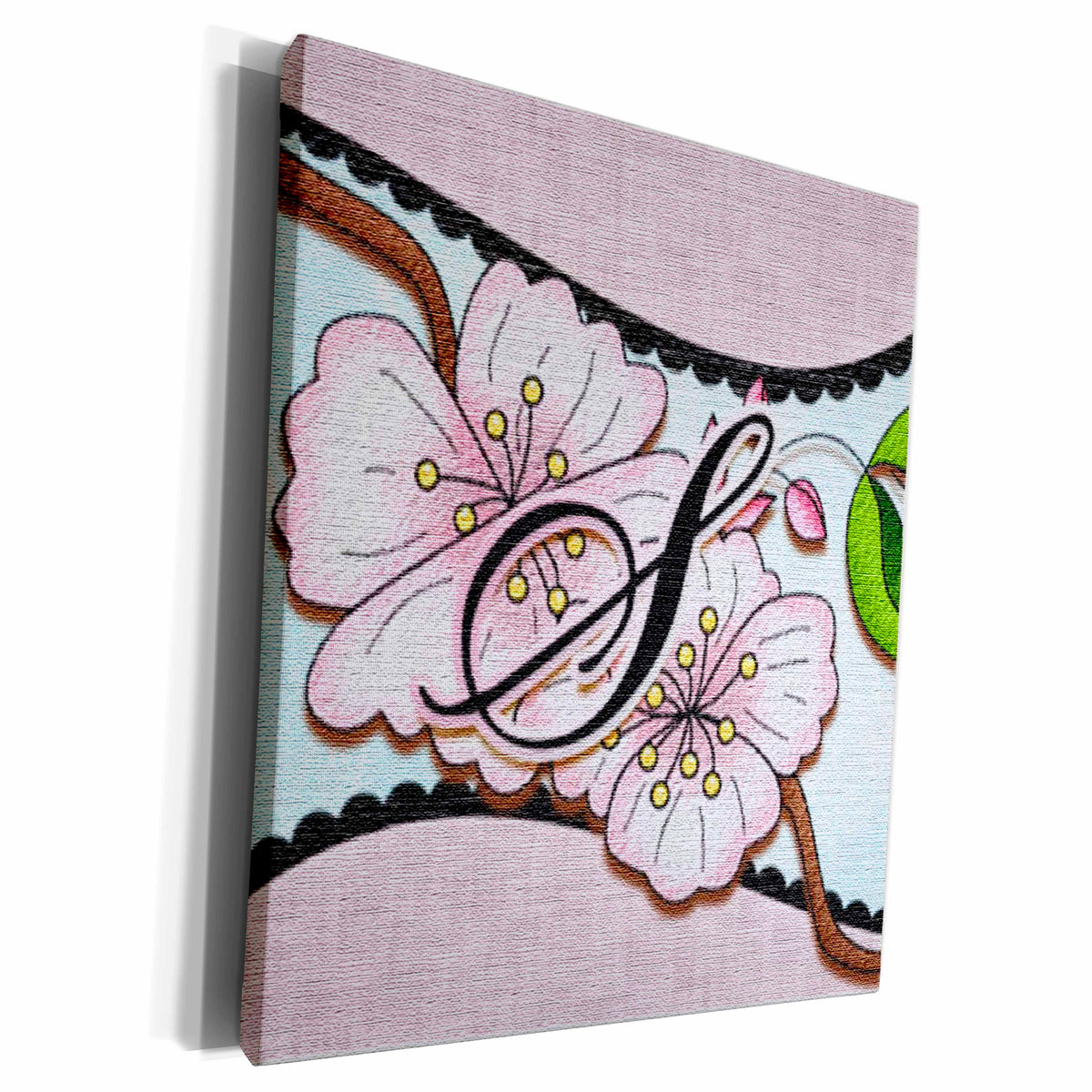 3dRose Cherry Blossom Flower Monogram Initial S - Museum Grade Canvas Wrap (cw_102767)
