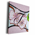 3dRose Cherry Blossom Flower Monogram Initial T - Museum Grade Canvas Wrap (cw_102768)