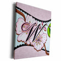 3dRose Cherry Blossom Flower Monogram Initial W - Museum Grade Canvas Wrap (cw_102771)