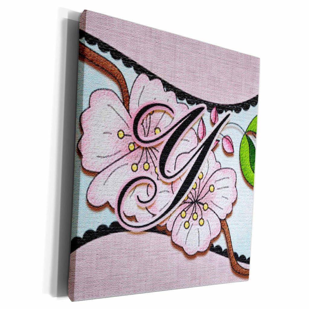 3dRose Cherry Blossom Flower Monogram Initial Y - Museum Grade Canvas Wrap (cw_102773)