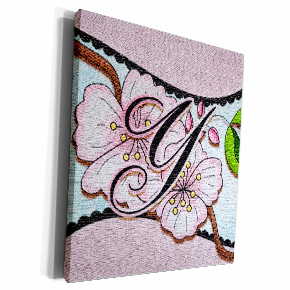 3dRose Cherry Blossom Flower Monogram Initial Y - Museum Grade Canvas Wrap (cw_102773)
