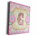 3dRose Regal Pastel Mod Damask Monogram Initial C - Museum Grade Canvas Wrap (cw_102835)