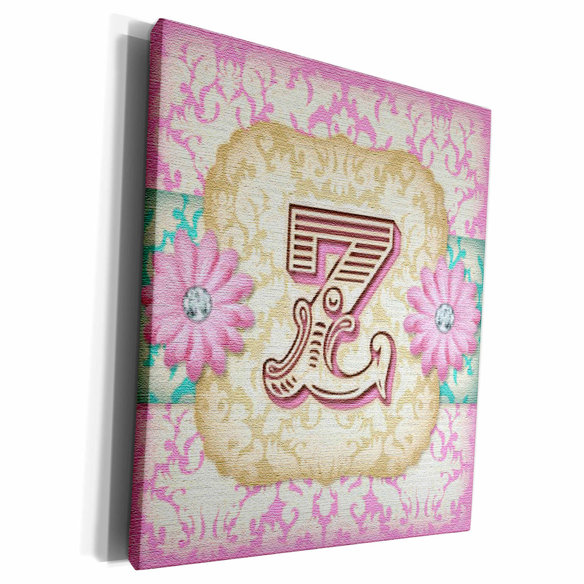 3dRose Pastel Mod Damask Monogram Initial Z - Museum Grade Canvas Wrap (cw_102858)