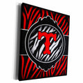 3dRose Wicked Red Zebra Initial Letter T - Museum Grade Canvas Wrap (cw_102907)