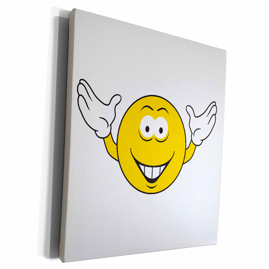 3dRose Silly Clown Yellow smiling Face - Museum Grade Canvas Wrap (cw_103774)