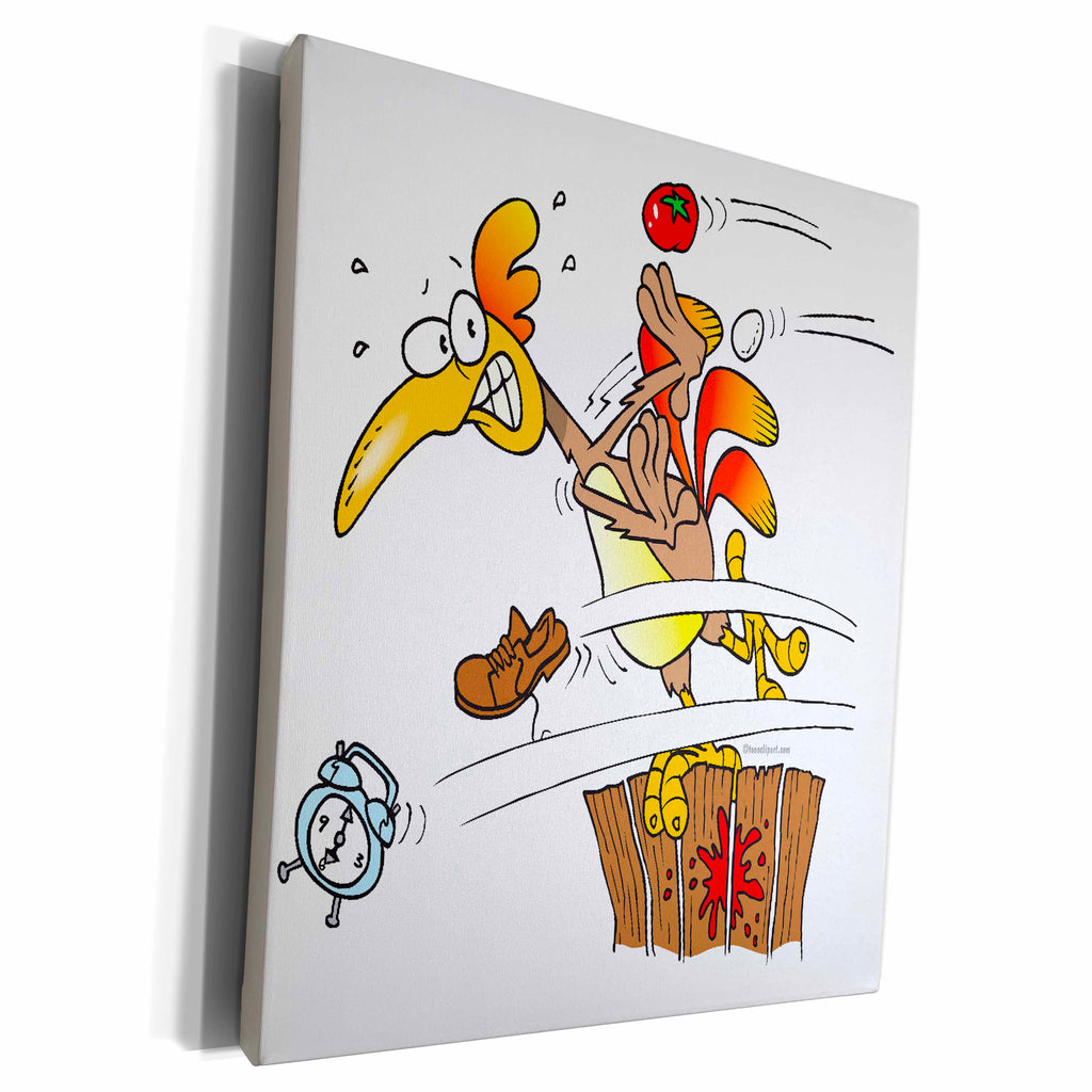 3dRose Early Morning Rooster Attack - Museum Grade Canvas Wrap (cw_103984)