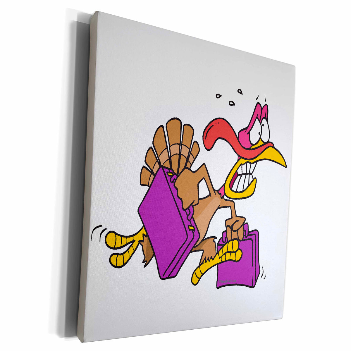 3dRose Funny Scared Turkey on the Run - Museum Grade Canvas Wrap (cw_104117)