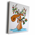 3dRose Funny Silly Christmas Moose Cartoon - Museum Grade Canvas Wrap (cw_104122)