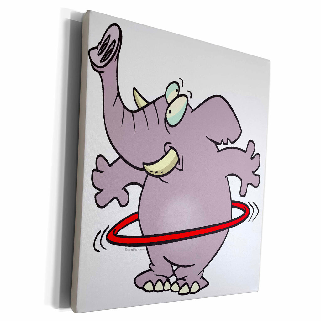 3dRose Silly Elephant Hula Hooping Cartoon - Museum Grade Canvas Wrap (cw_104339)