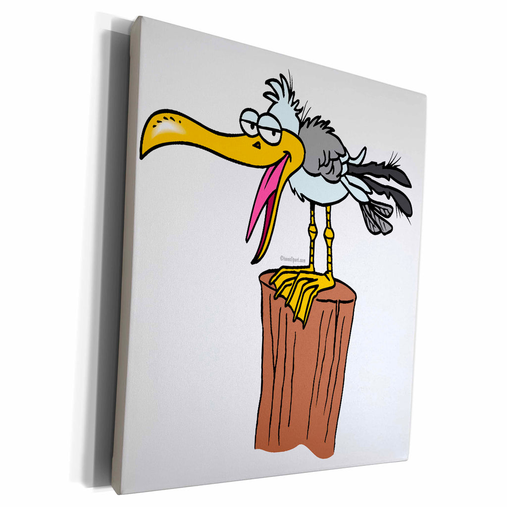 3dRose Dooni Designs Random Toons - Silly Seagull Cartoon - Museum Grade Canvas Wrap (cw_104379)