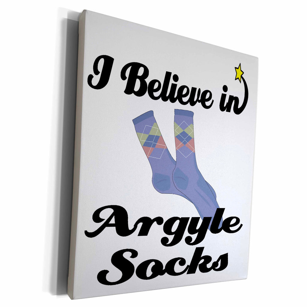 3dRose I Believe In Argyle Socks - Museum Grade Canvas Wrap (cw_104737)