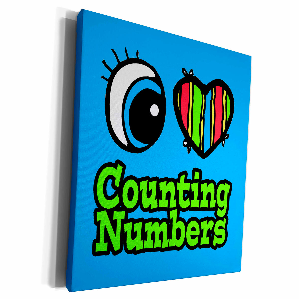 3dRose Bright Eye Heart I Love Counting Numbers - Museum Grade Canvas Wrap (cw_105992)