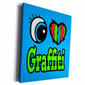 3dRose Bright Eye Heart I Love Graffiti - Museum Grade Canvas Wrap (cw_106130)