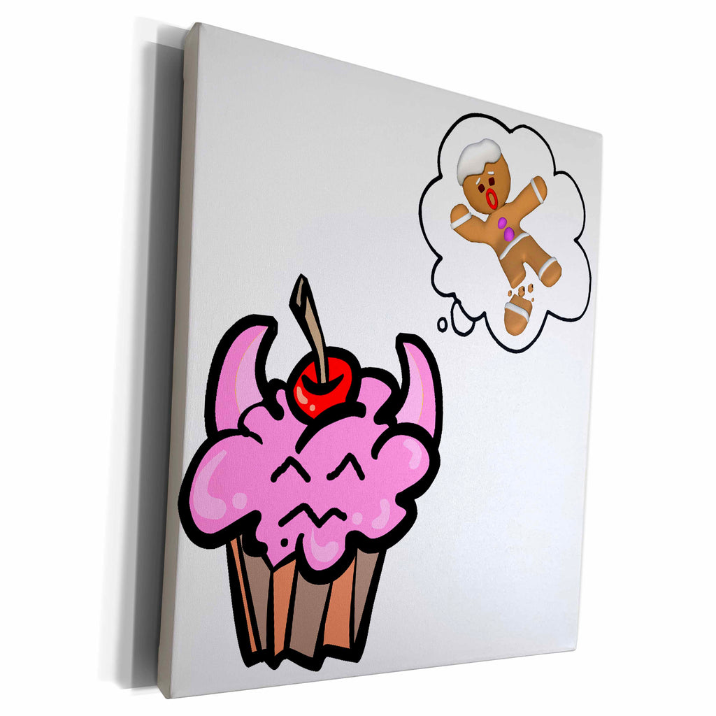 3dRose Funny Evil Cookie Killer Cupcake - Museum Grade Canvas Wrap (cw_106947)