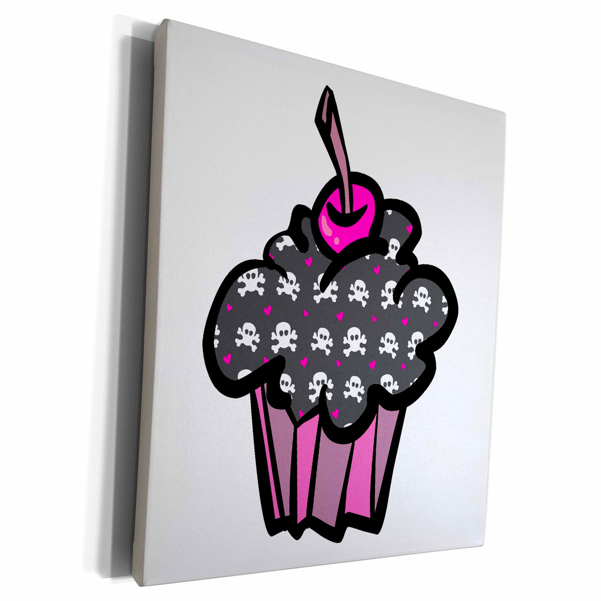 3dRose Goth Skull and Bones Cupcake - Museum Grade Canvas Wrap (cw_106950)