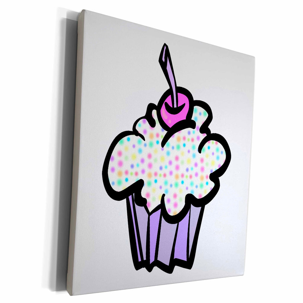 3dRose Pastel Dots Cupcake - Museum Grade Canvas Wrap (cw_106969)