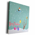 3dRose Wintry Merry Christmas Scene Cute Tiny Birds... - Museum Grade Canvas Wrap (cw_107021)