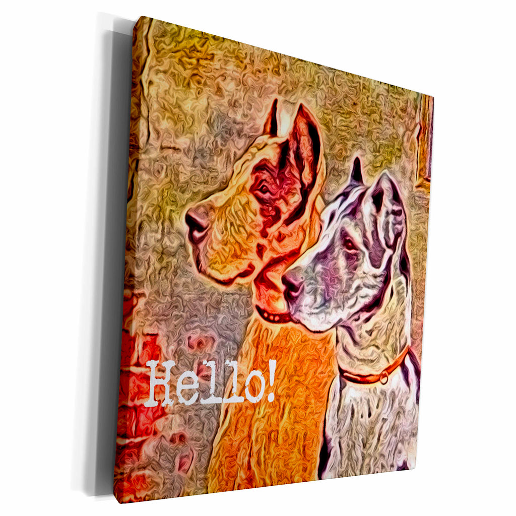 3dRose Great Dane Hello by Angelandspot - Museum Grade Canvas Wrap (cw_10897)