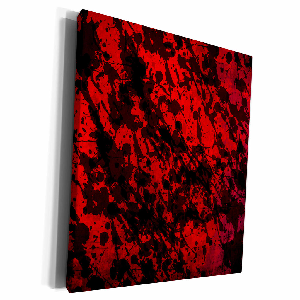3dRose Red with Black Ink Splatter - Museum Grade Canvas Wrap (cw_110668)