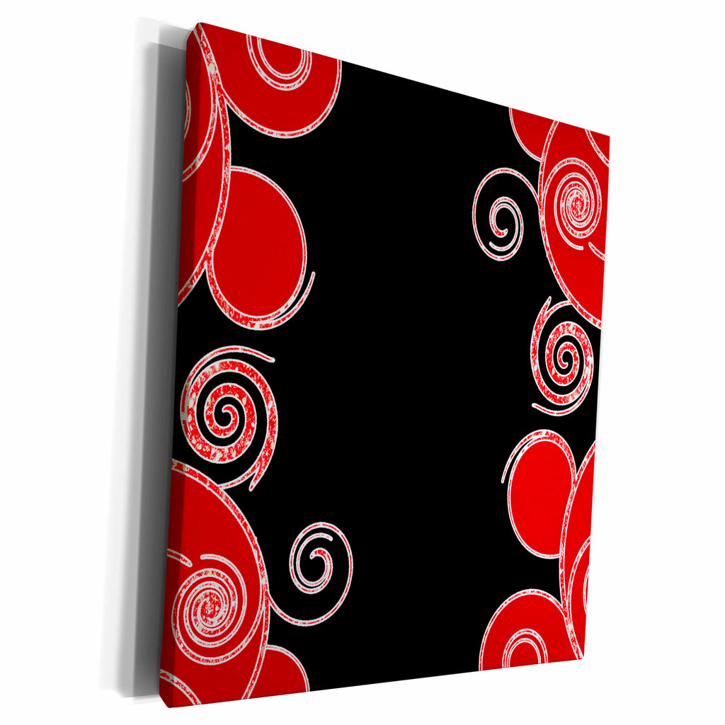 3dRose Black with Red Swirls - Museum Grade Canvas Wrap (cw_110681)