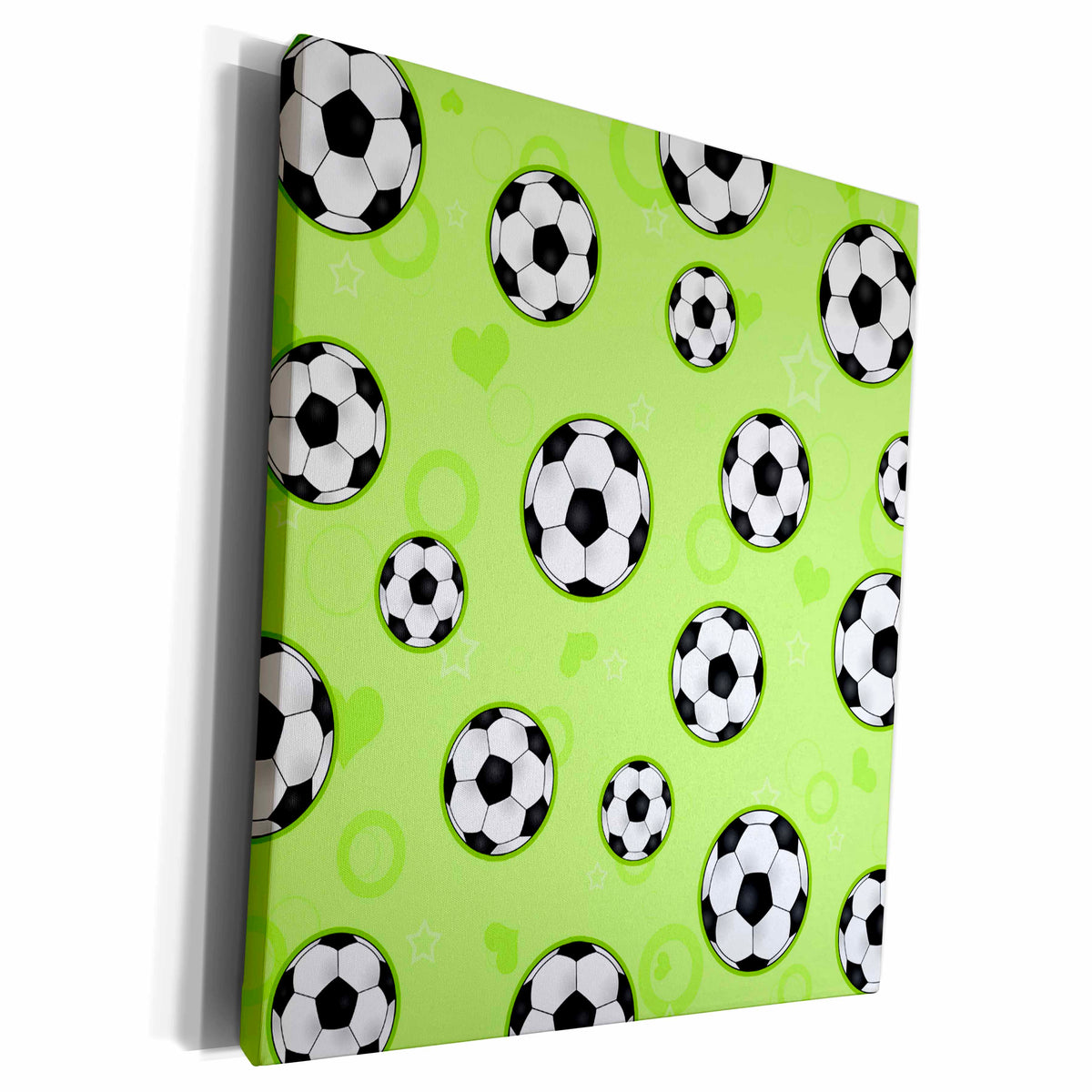 3dRose Cute Green Soccer Star Print - Museum Grade Canvas Wrap (cw_110760)