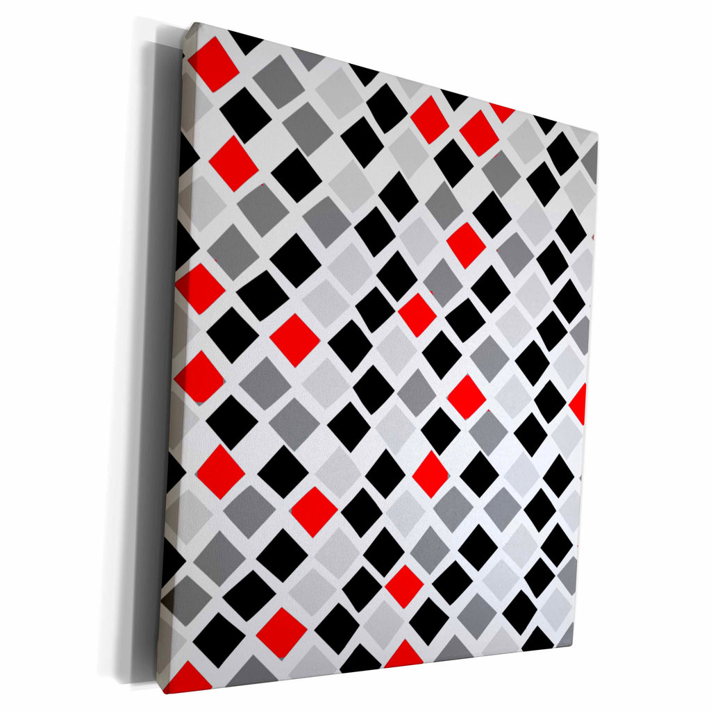 3dRose TNMGraphics Abstract Designs - Diamonds With Red - Museum Grade Canvas Wrap (cw_11078)