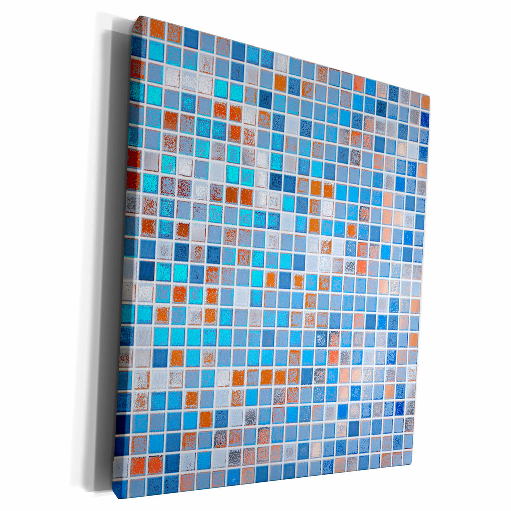 3dRose TNMGraphics Patterns - Blue Tiles - Museum Grade Canvas Wrap (cw_11127)