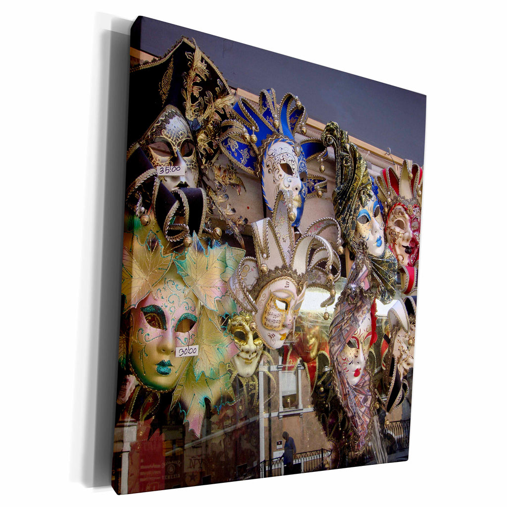 3dRose EvaDane - Italy - Masks in Shop Window - Museum Grade Canvas Wrap (cw_112227)