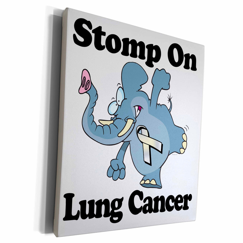 3dRose Elephant Stomp On Lung Cancer Awareness Ribbon Cause... - Museum Grade Canvas Wrap (cw_114587)