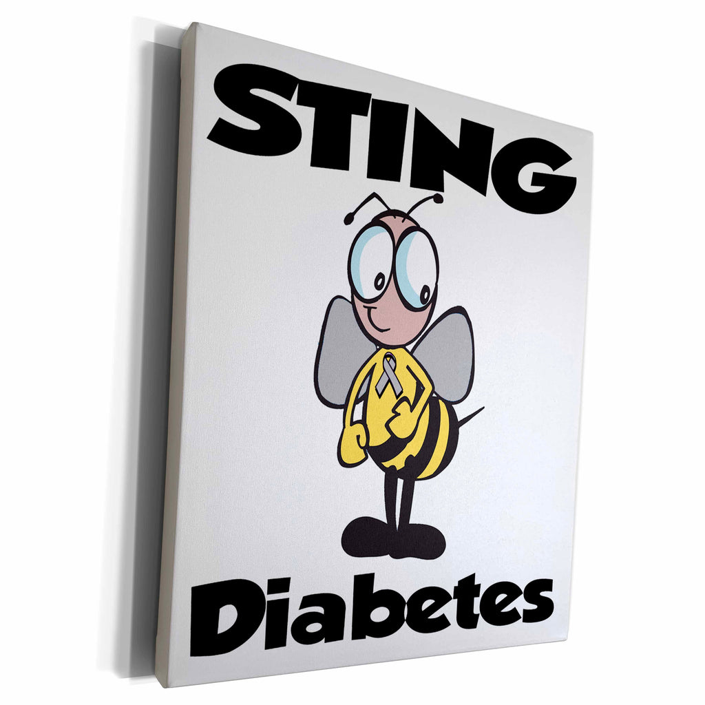 3dRose Bee Sting Diabetes Awareness Ribbon Cause Design - Museum Grade Canvas Wrap (cw_114977)