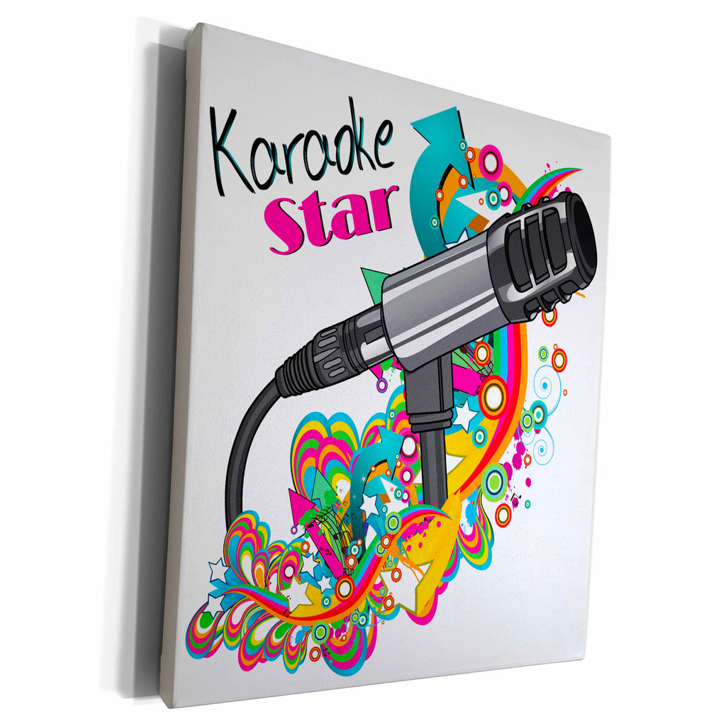 3dRose Karaoke Star Singer Mondern Colorful Pop Art Vector... - Museum Grade Canvas Wrap (cw_115368)