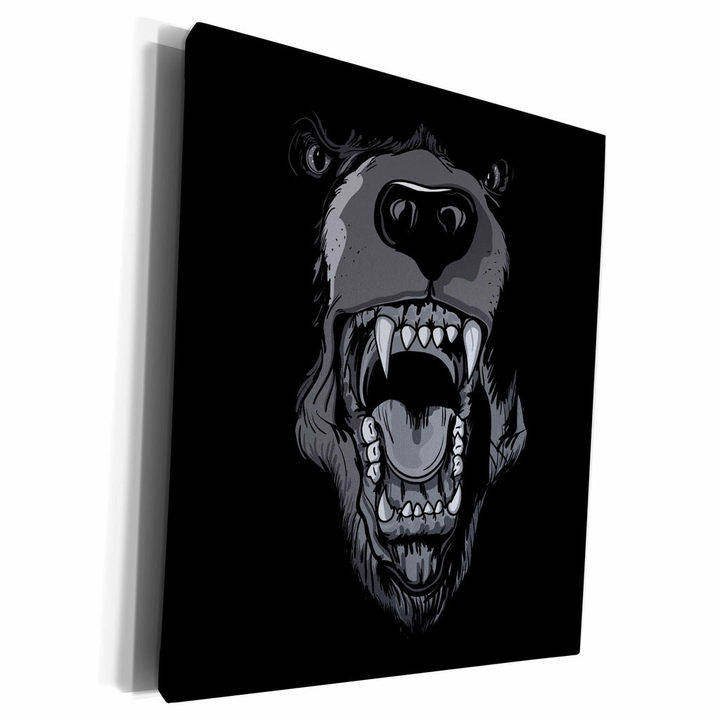 3dRose Ferocious Growling Black Bear Face Vector... - Museum Grade Canvas Wrap (cw_116188)