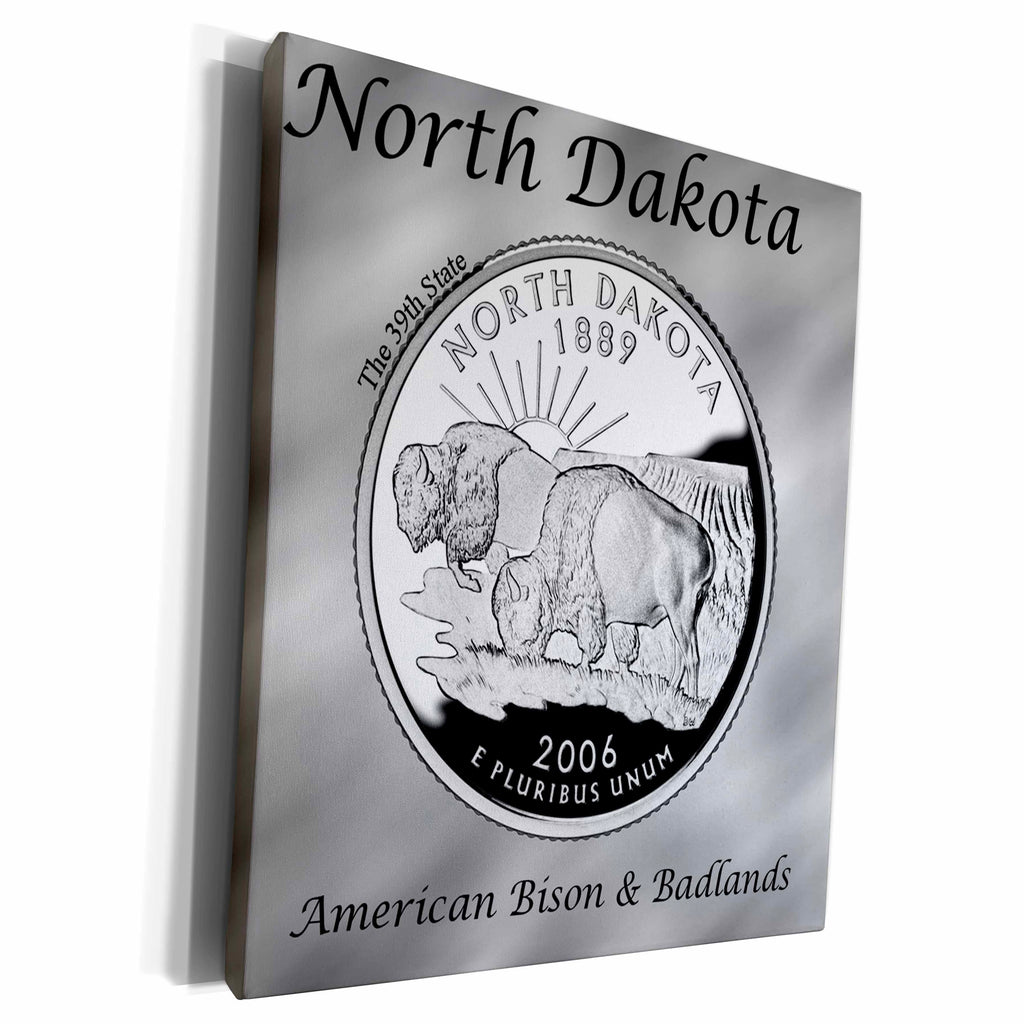 3dRose State Quarter North Dakota - Museum Grade Canvas Wrap (cw_120153)