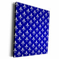 3dRose Navy blue fleur de lis pattern - classic white -... - Museum Grade Canvas Wrap (cw_120191)