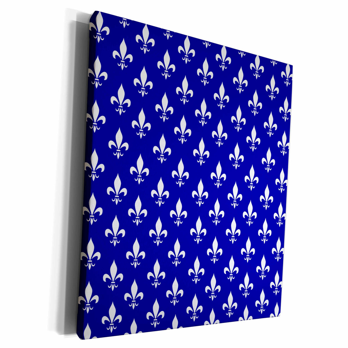 3dRose Navy blue fleur de lis pattern - classic white -... - Museum Grade Canvas Wrap (cw_120191)