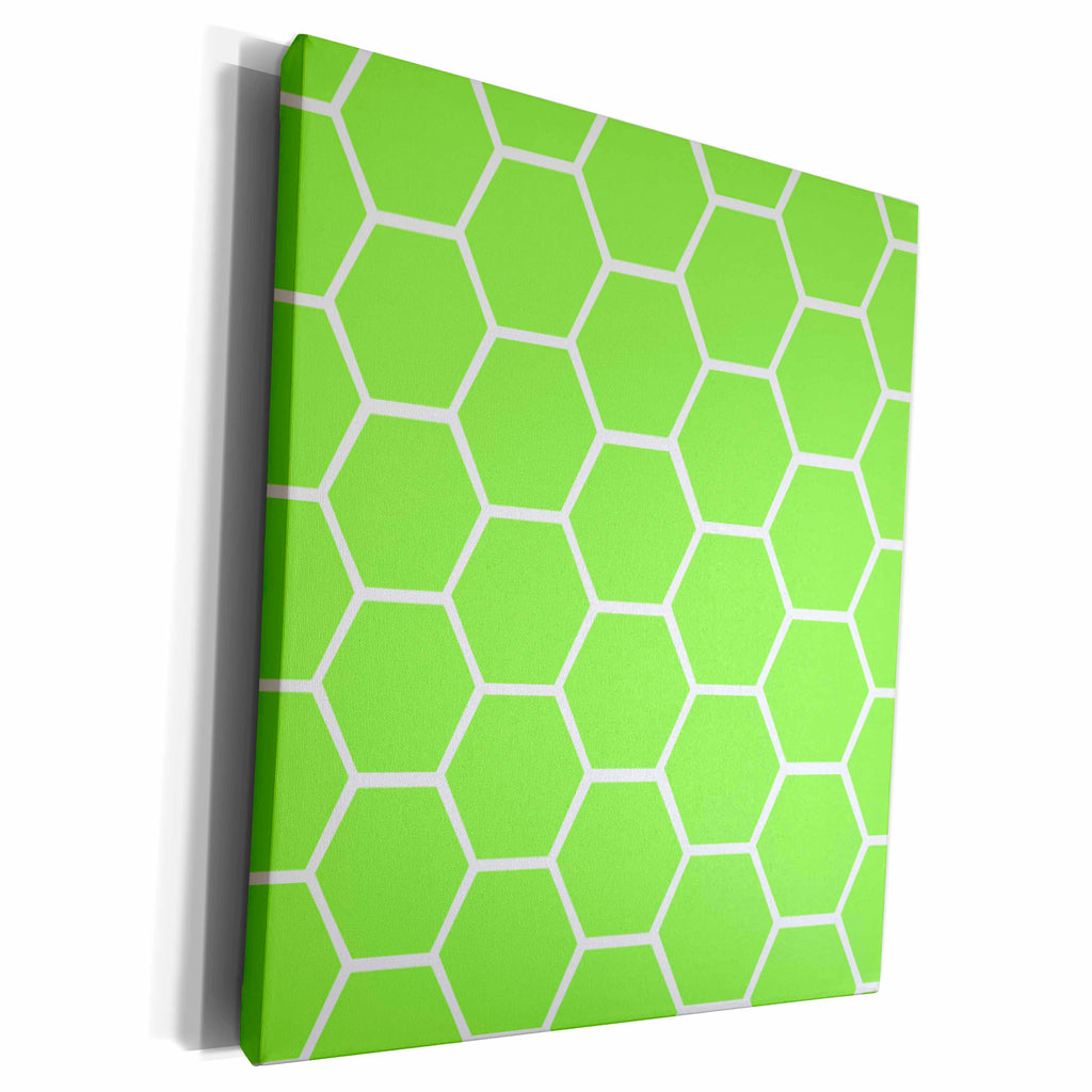 3dRose Lime Green honeycomb hexagon pattern - bright neon... - Museum Grade Canvas Wrap (cw_120230)