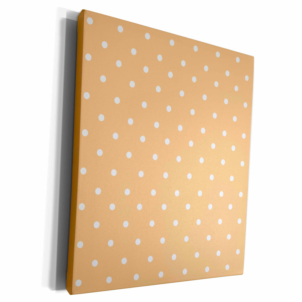 3dRose Orange polka dot pattern - small white dots on pastel... - Museum Grade Canvas Wrap (cw_120242)
