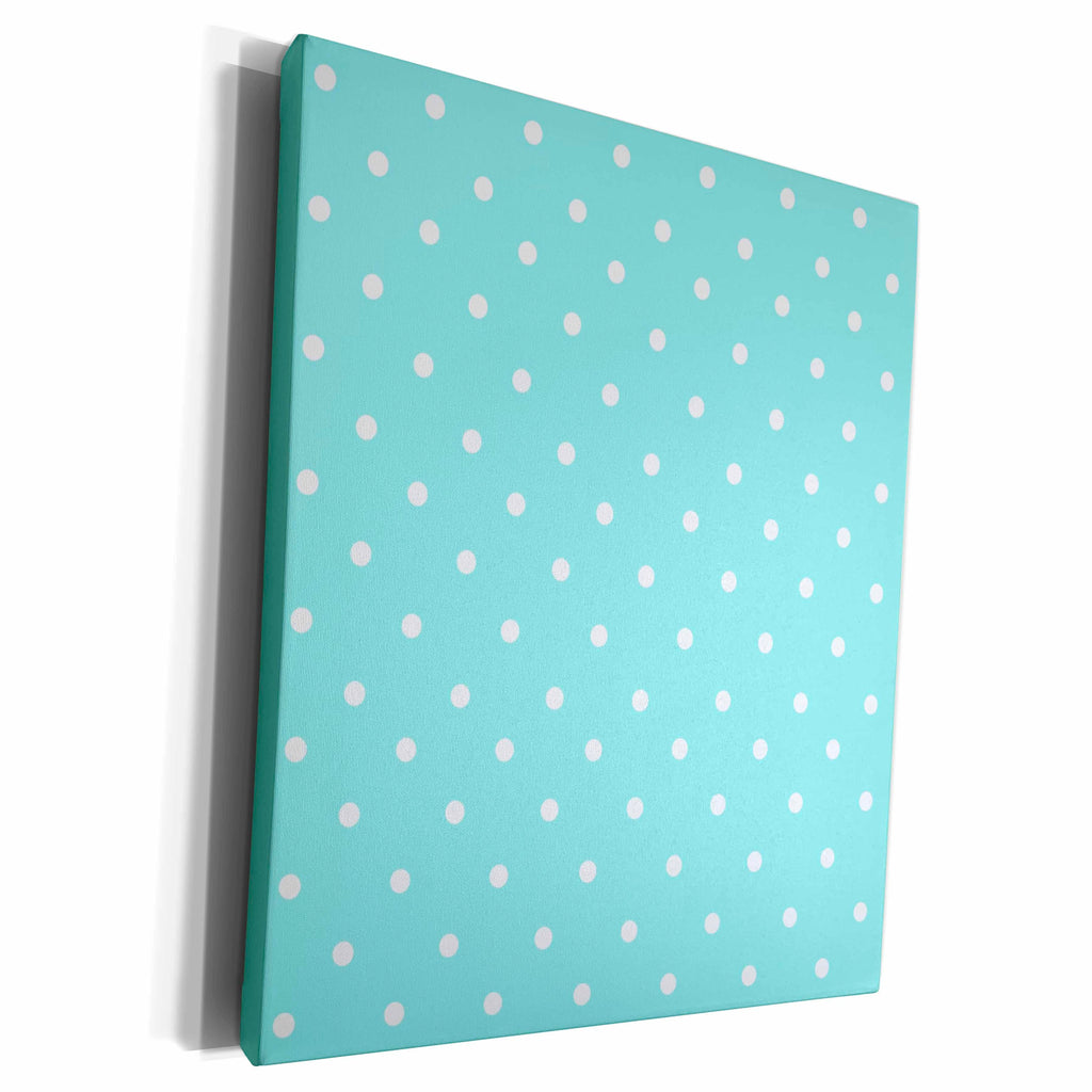 3dRose Light blue polka dot pattern - little white dots on... - Museum Grade Canvas Wrap (cw_120244)