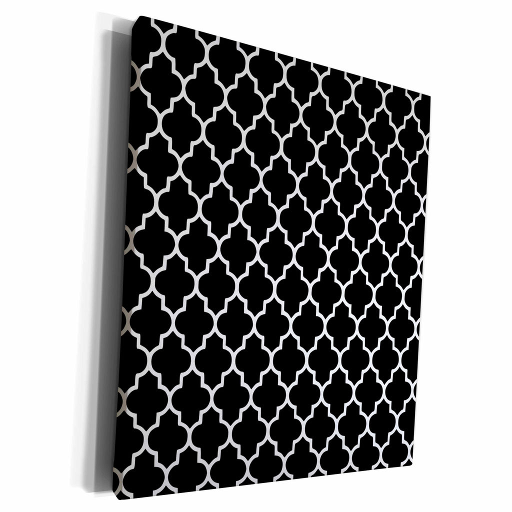 3dRose Black Quatrefoil Pattern - Stylish Moroccan Tile... - Museum Grade Canvas Wrap (cw_120253)