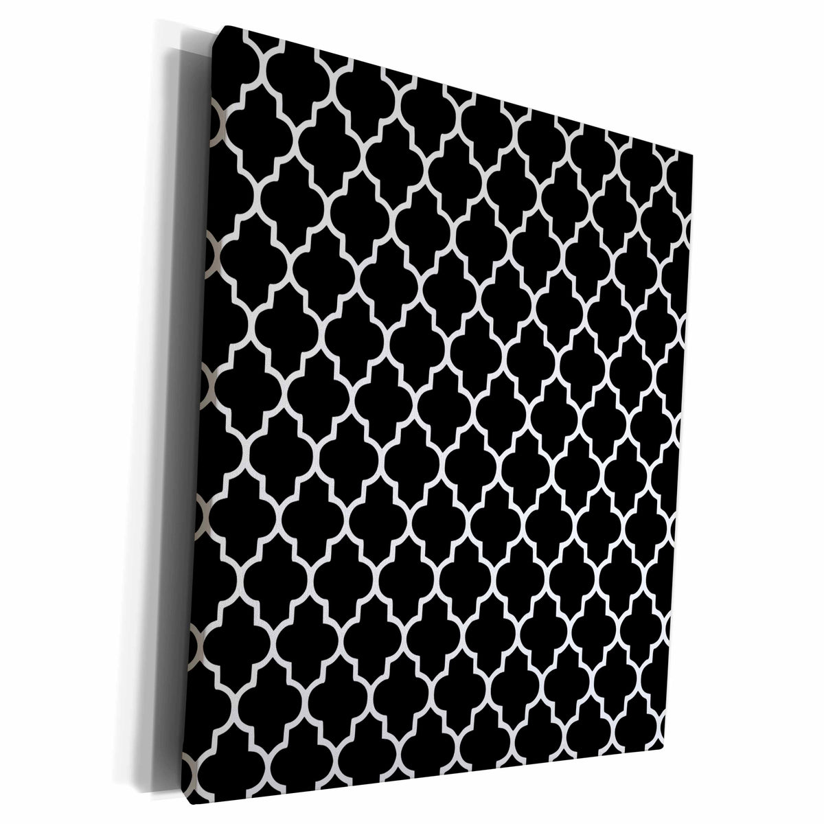 3dRose Black Quatrefoil Pattern - Stylish Moroccan Tile... - Museum Grade Canvas Wrap (cw_120253)
